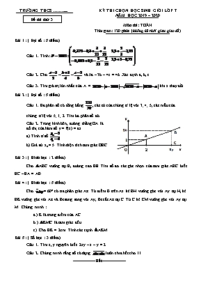 Đề thi học học sinh giỏi môn Toán Lớp 7 - Đề 3 - Năm học 2019-2020 (Có đáp án)